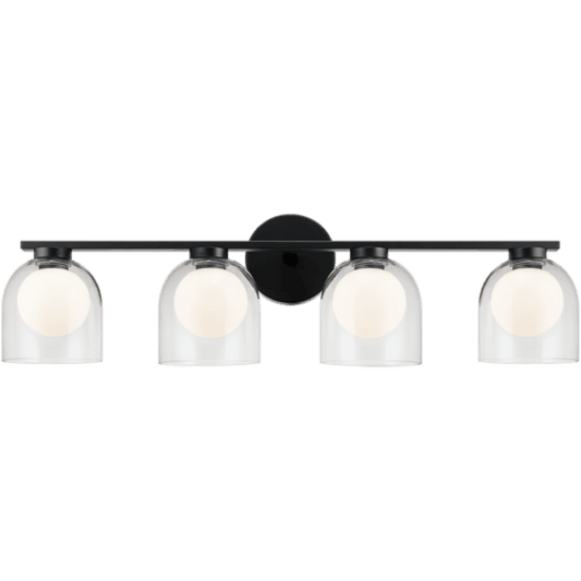 Matteo Lighting Derbishone 4-Light Wall Sconce in Black with Clear Glass, 28.63"W (W60704BKCL)