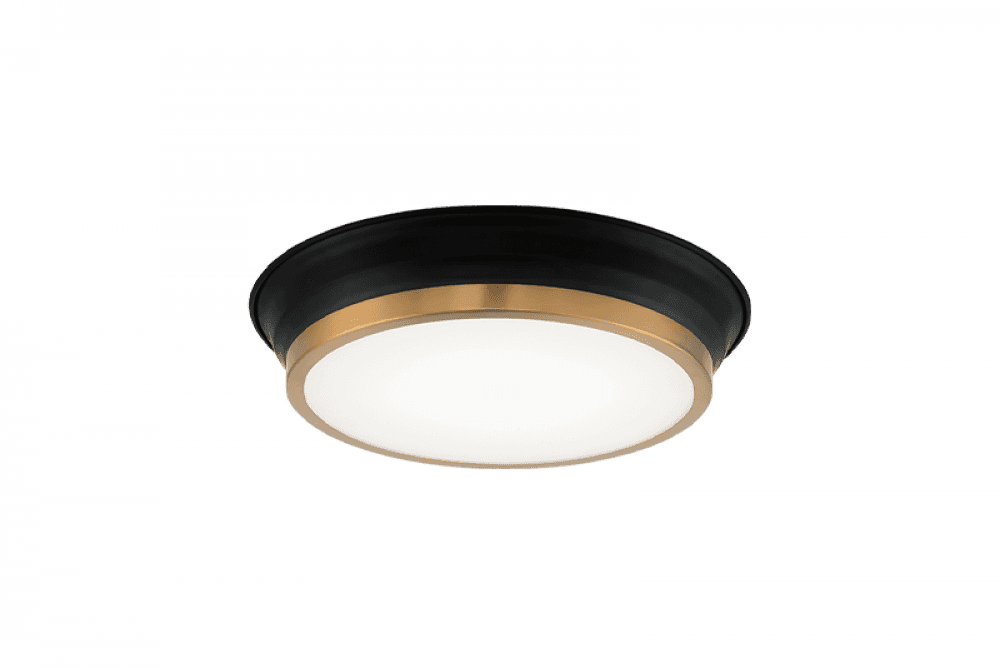 Matteo Lighting Jaxx 12-in LED Flush Mount Black, Aged Brass