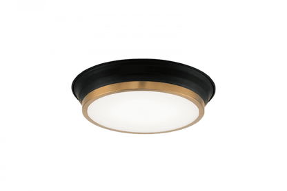 Matteo Lighting Jaxx 12-in LED Flush Mount Black, Aged Brass