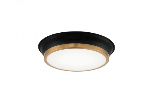 Matteo Lighting Jaxx 12-in LED Flush Mount Black, Aged Brass