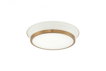 Matteo Lighting Jaxx 12-in LED Flush Mount White, Aged Brass