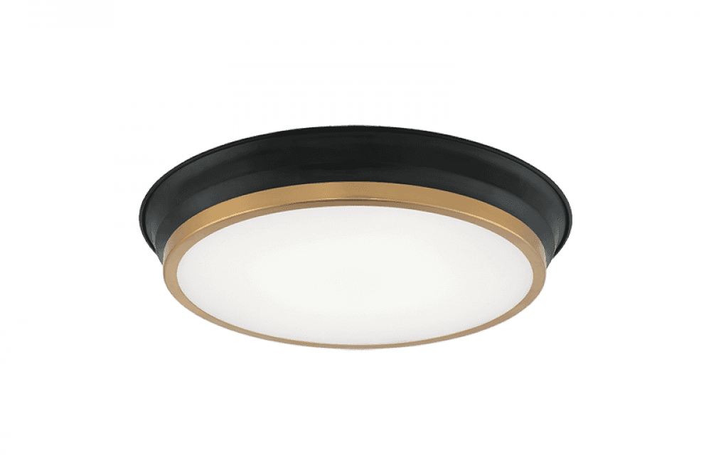 Matteo Lighting Jaxx 15-in LED Flush Mount Black, Aged Brass