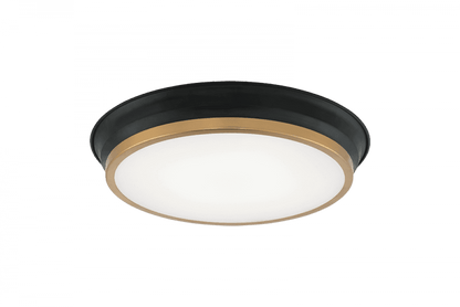 Matteo Lighting Jaxx 15-in LED Flush Mount Black, Aged Brass