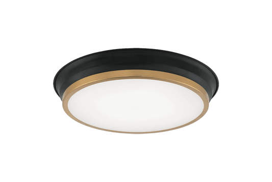 Matteo Lighting Jaxx 15-in LED Flush Mount Black, Aged Brass