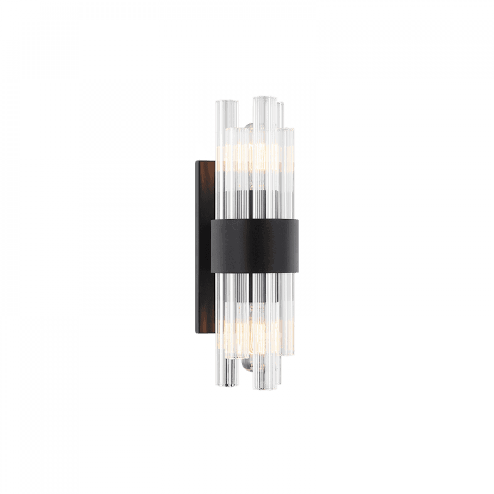 Matteo Lighting Kellan 2-Light 16-in Wall Sconce Black, Matte Black
