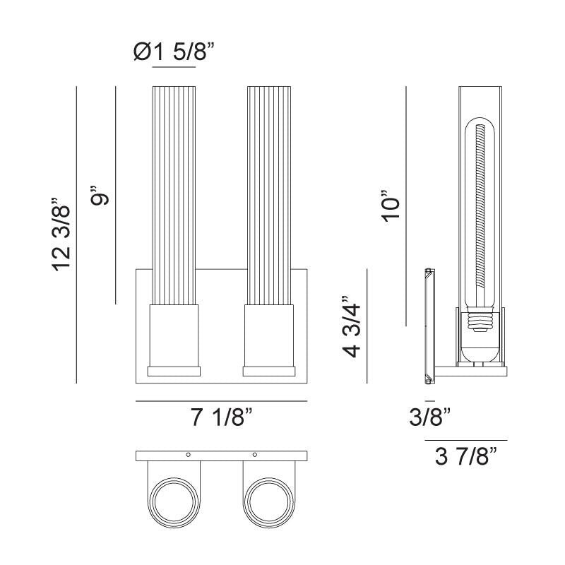 Matteo Lighting Lyndon Wall Sconce, 2-Light, Brown, 10.75"H (S08502OR 305XQX8)