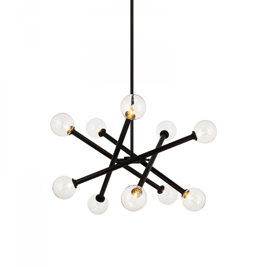 Matteo Lighting Matchstix 10-Light Pendant in Black with Clear Glass, 31.25"W (C64610BKCL)