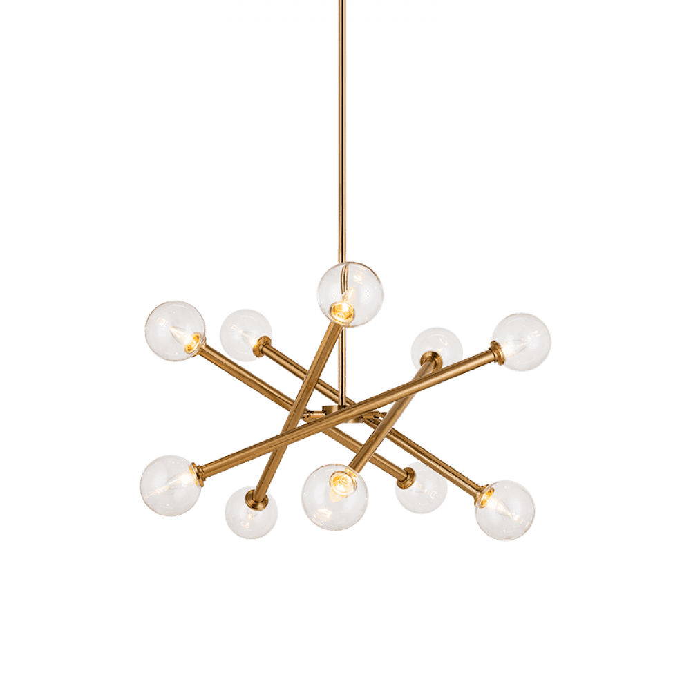 Matteo Lighting Matchstix 10-Light Chandelier Brass, Aged Brass