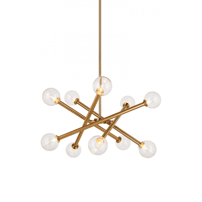 Matteo Lighting Matchstix 10-Light Chandelier Brass, Aged Brass