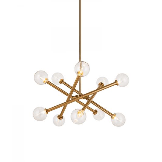 Matteo Lighting Matchstix 10-Light Chandelier Brass, Aged Brass