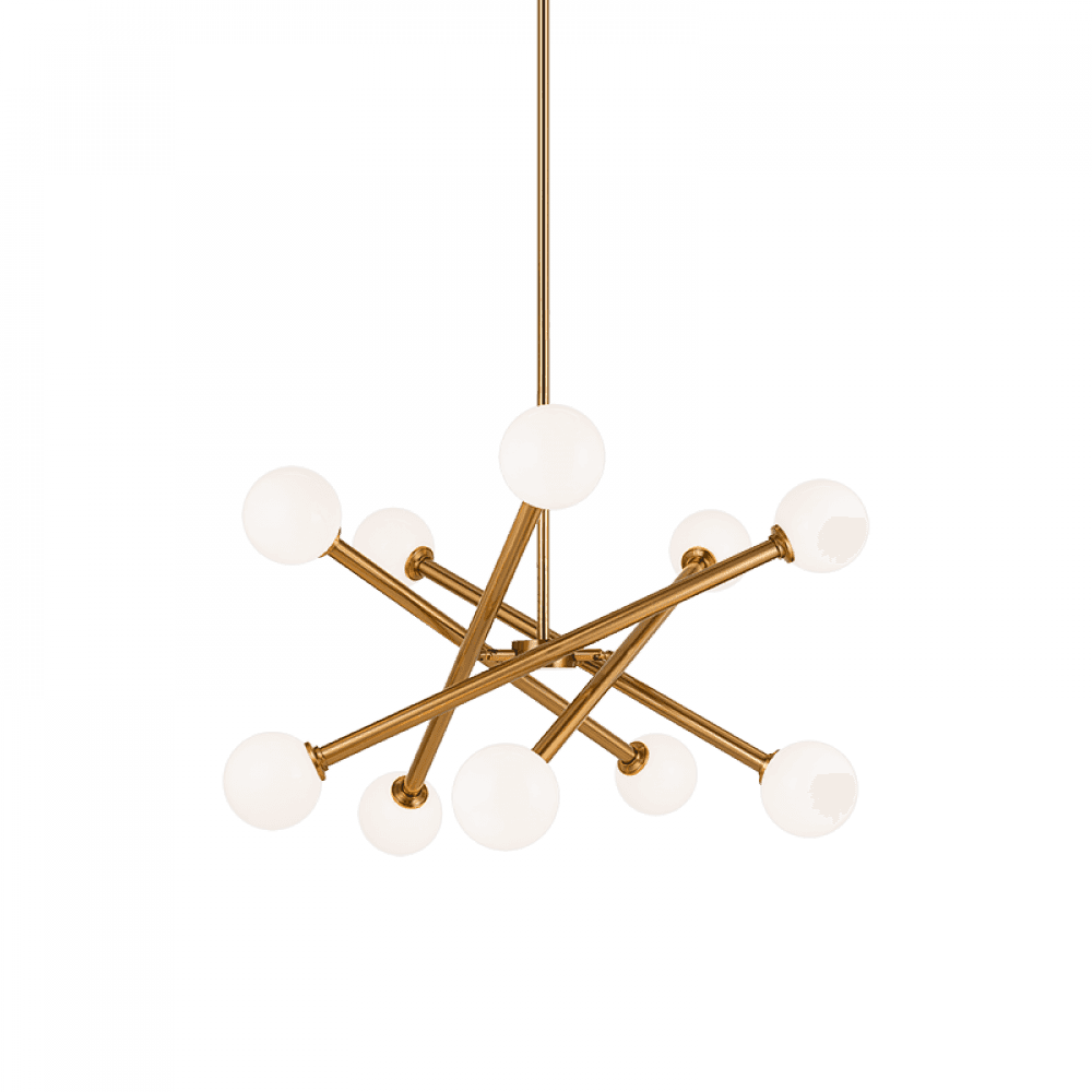 Matteo Lighting Matchstix 10-Light Chandelier Brass, Aged Brass