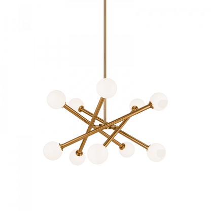 Matteo Lighting Matchstix 10-Light Chandelier Brass, Aged Brass