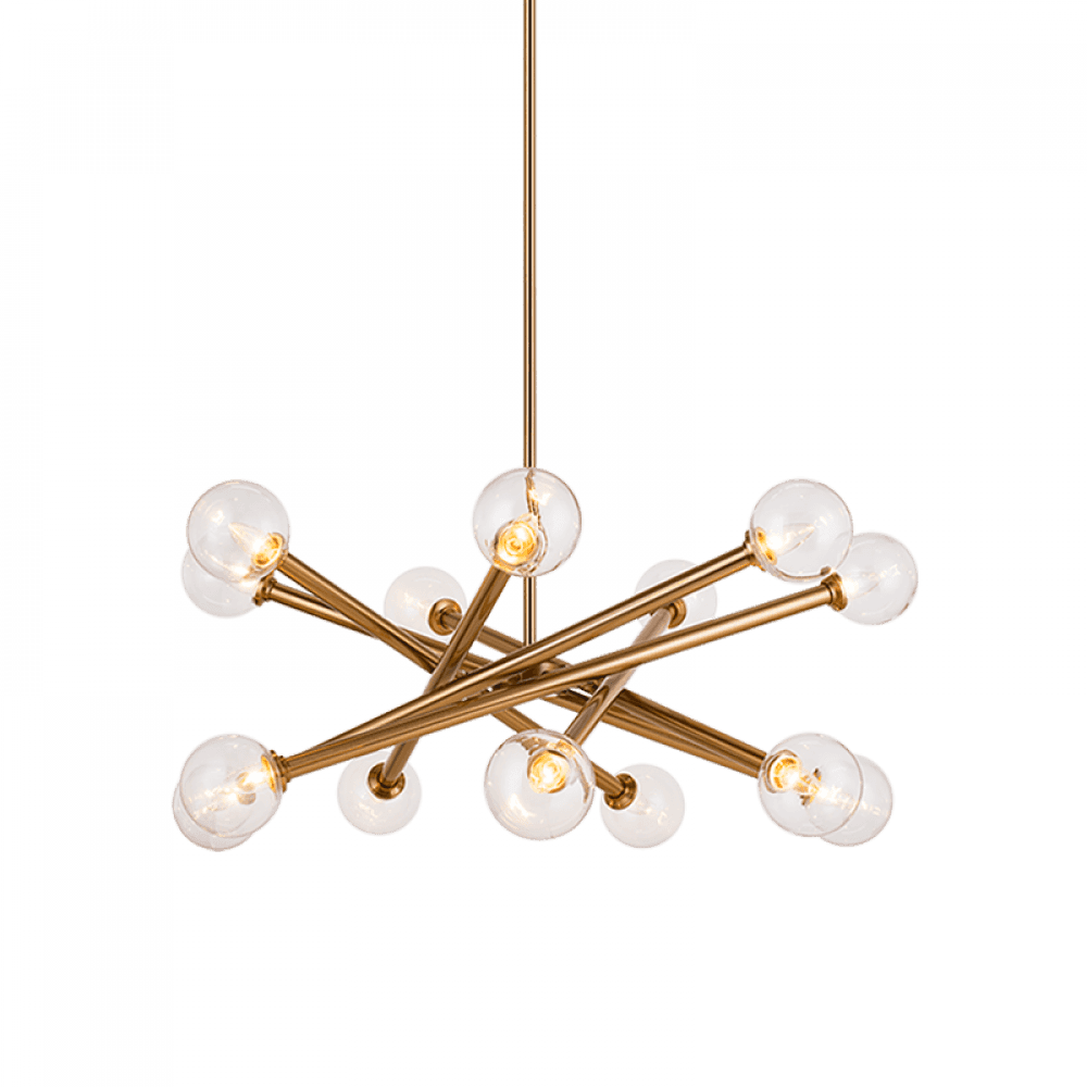 Matteo Lighting Matchstix 14-Light Chandelier Brass, Aged Brass