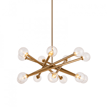 Matteo Lighting Matchstix 14-Light Chandelier Brass, Aged Brass