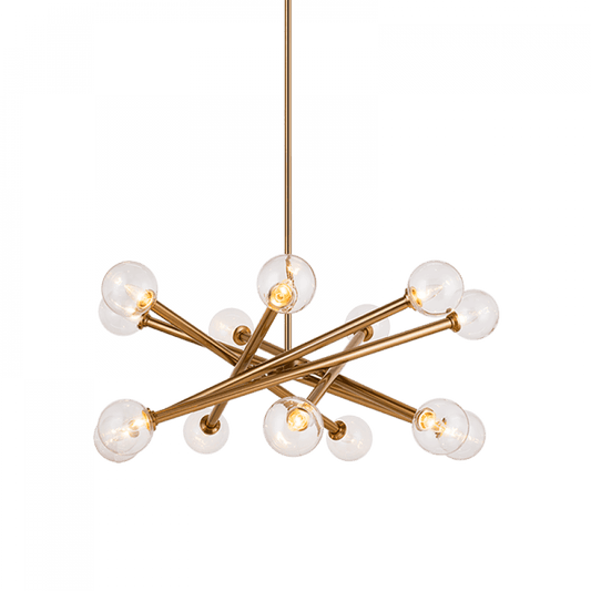 Matteo Lighting Matchstix 14-Light Chandelier Brass, Aged Brass