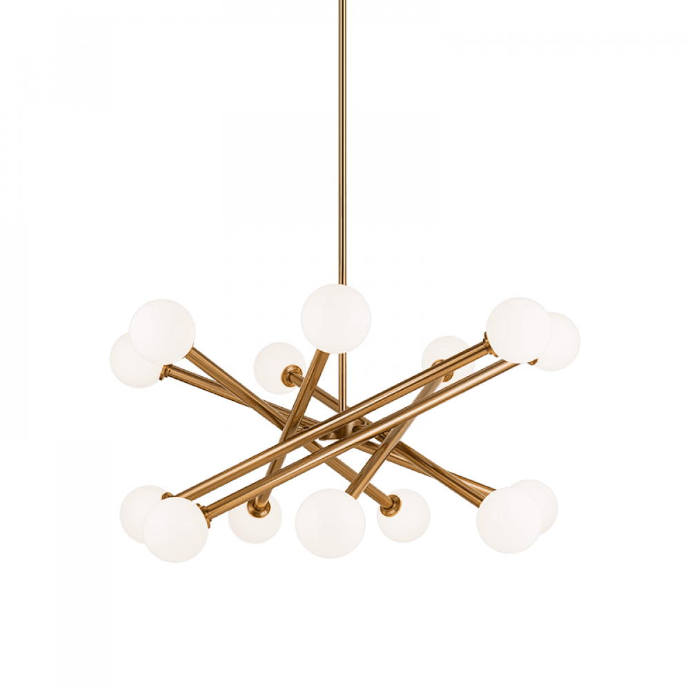 Matteo Lighting Matchstix 14-Light Chandelier Brass, Aged Brass