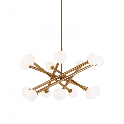 Matteo Lighting Matchstix 14-Light Chandelier Brass, Aged Brass