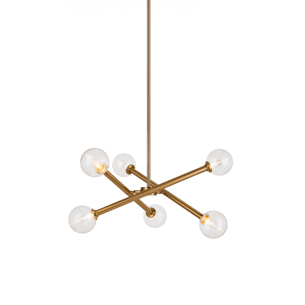 Matteo Lighting Matchstix 6-Light Chandelier Brass, Aged Brass
