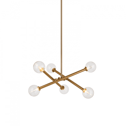 Matteo Lighting Matchstix 6-Light Chandelier Brass, Aged Brass