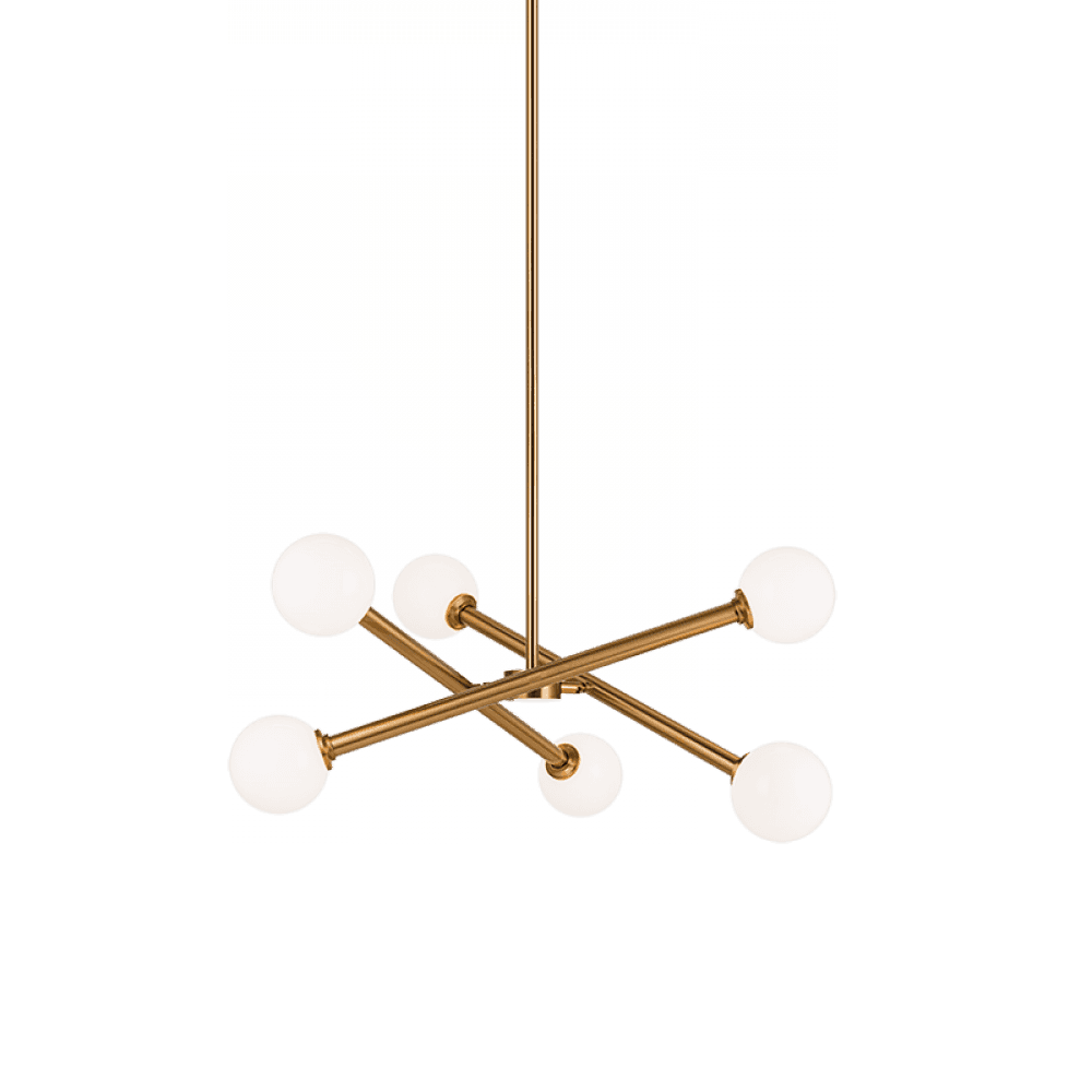 Matteo Lighting Matchstix 6-Light Chandelier Brass, Aged Brass