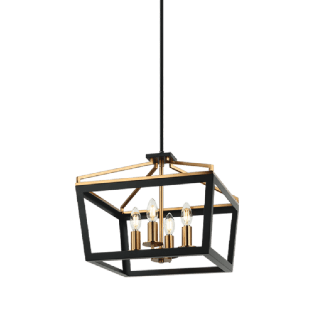 Matteo Lighting Mavonshire 4-Light 16-in Pendant Black + Aged Gold Brass