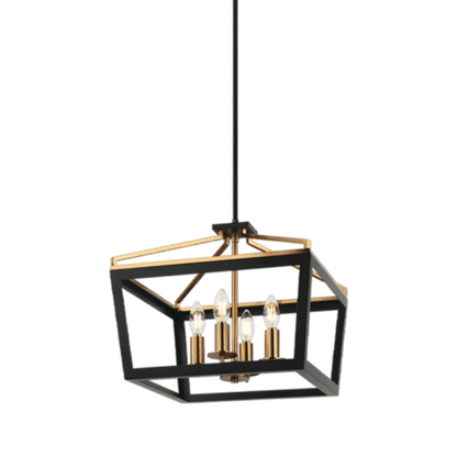 Matteo Lighting Mavonshire 4-Light 16-in Pendant Black + Aged Gold Brass