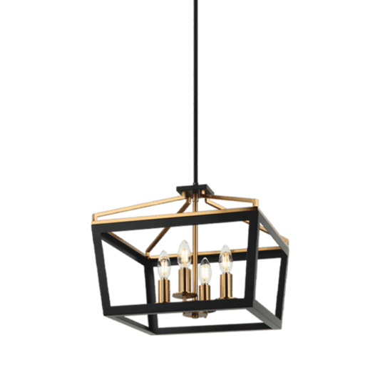 Matteo Lighting Mavonshire 4-Light 16-in Pendant Black + Aged Gold Brass