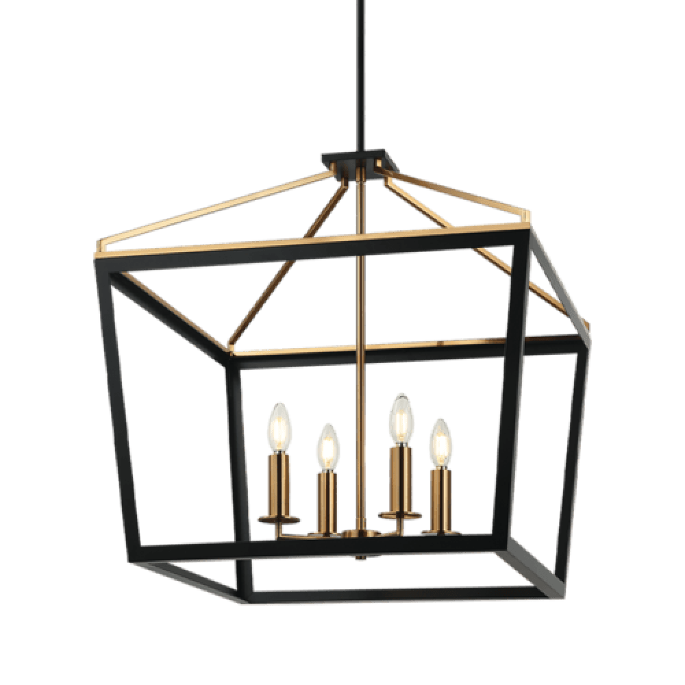 Matteo Lighting Mavonshire 4-Light 22-in Pendant Black + Aged Gold Brass