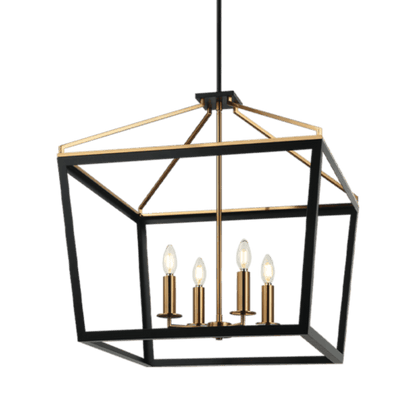 Matteo Lighting Mavonshire 4-Light 22-in Pendant Black + Aged Gold Brass