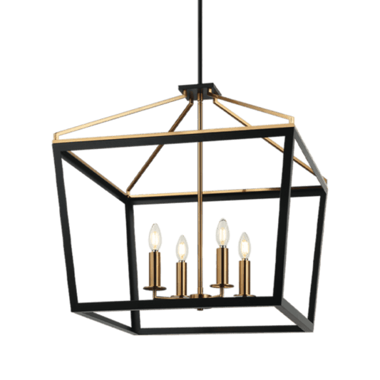 Matteo Lighting Mavonshire 4-Light 22-in Pendant Black + Aged Gold Brass