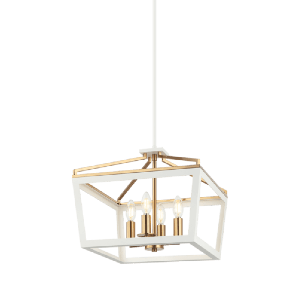 Matteo Lighting Mavonshire 4-Light 16-in Pendant White + Aged Gold Brass