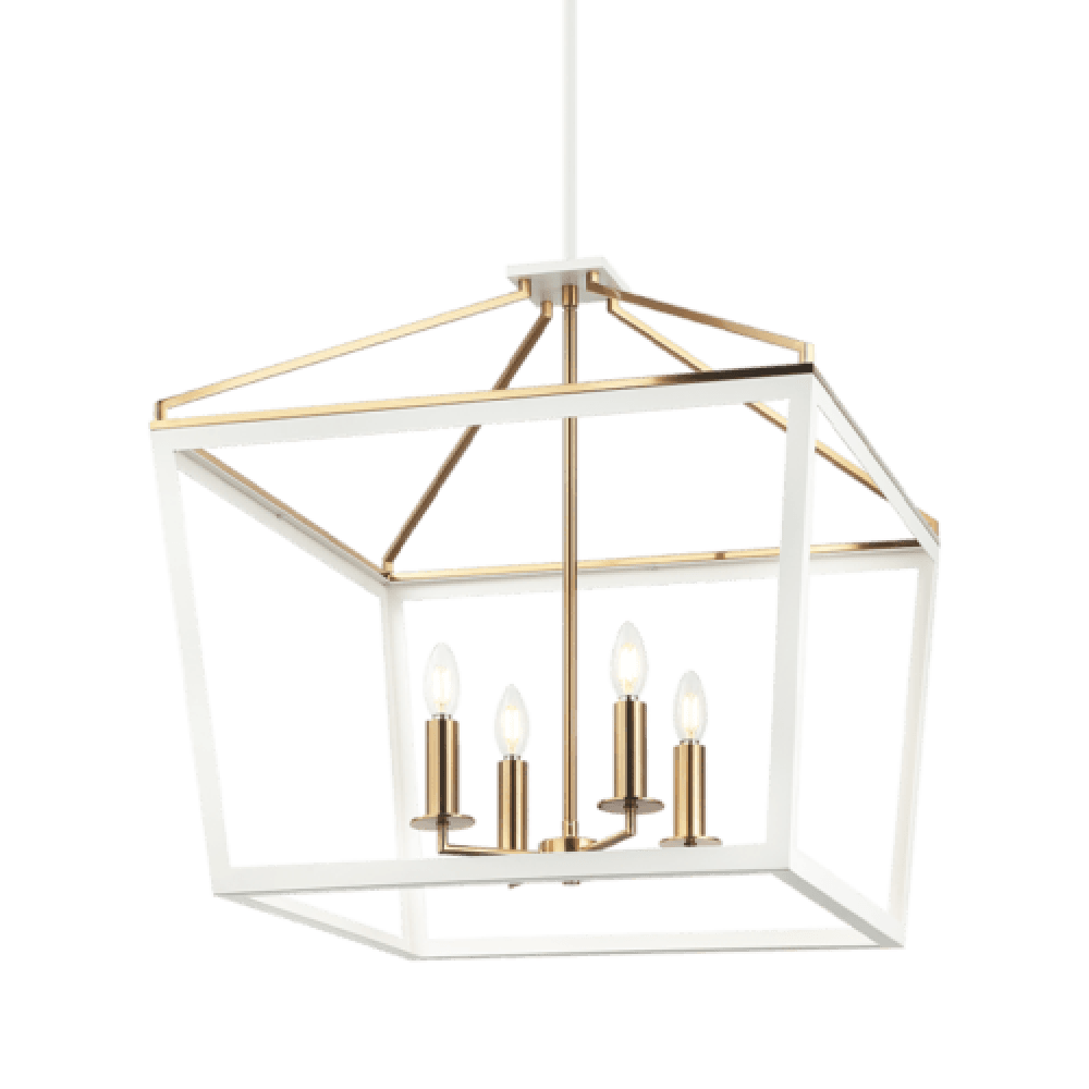 Matteo Lighting Mavonshire 4-Light 22-in Pendant White + Aged Gold Brass