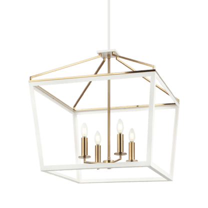Matteo Lighting Mavonshire 4-Light 22-in Pendant White + Aged Gold Brass