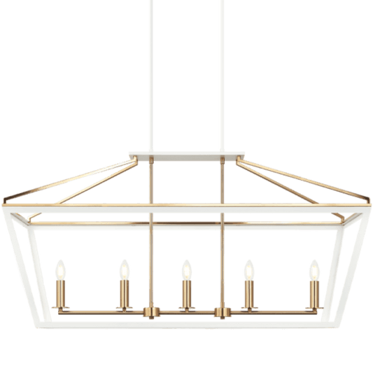 Matteo Lighting Mavonshire 5-Light Chandelier in White + Aged Gold Brass, 46.5"L (C67005WHAG)