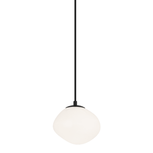Matteo Lighting Melotte 1-Light Chandelier in Black with Opal Glass, 7.5"L (C63601BKOP)