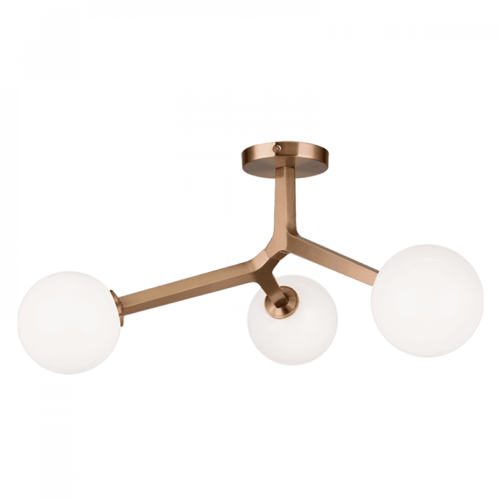 Matteo Lighting Rami 3-Light Semi-Flush Mount Brass, Aged Brass