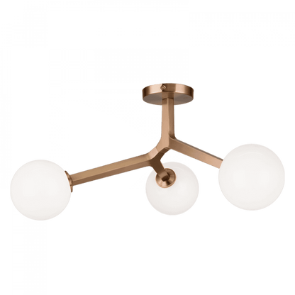 Matteo Lighting Rami 3-Light Semi-Flush Mount Brass, Aged Brass