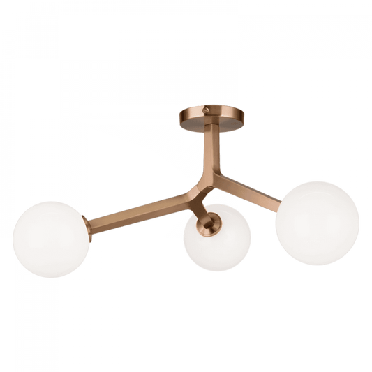 Matteo Lighting Rami 3-Light Semi-Flush Mount Brass, Aged Brass