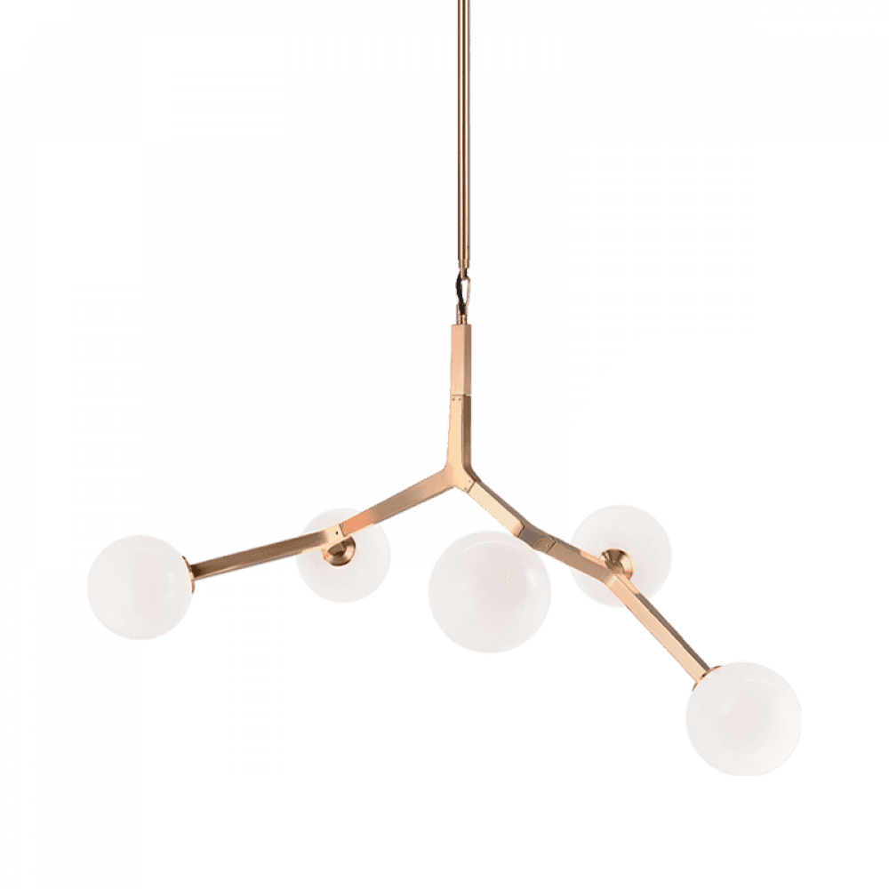 Matteo Lighting Rami 5-Light 35-in Pendant Aged Gold Brass