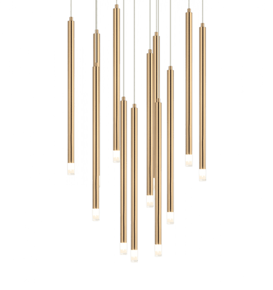 Matteo Lighting Reigndrop 12-Light Pendant Brass, Aged Brass