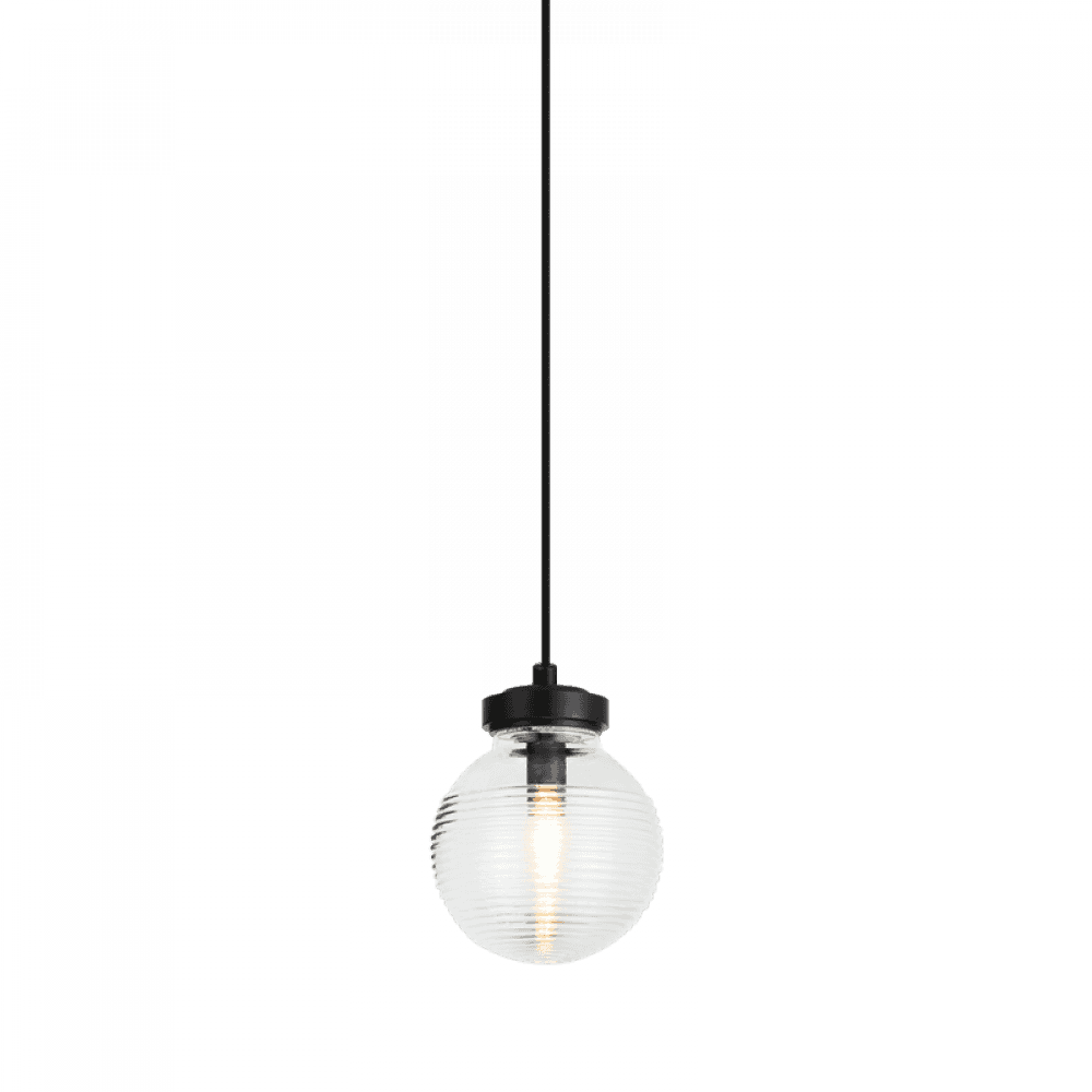 Matteo Lighting Ridge 1-Light Globe Pendant Black, Matte Black