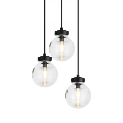 Matteo Lighting Ridge Pendant, 3-Light, Black, Matte Black, 15.25"W (C84003MBCL 305XTVH)