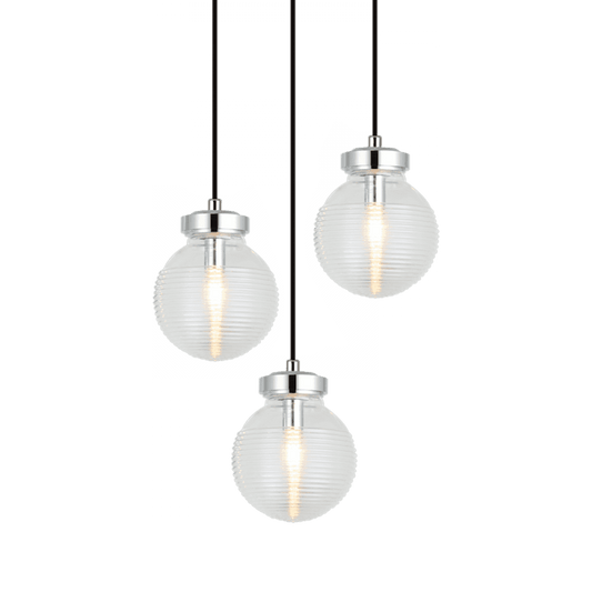 Matteo Lighting Ridge 3-Light Pendant in Chrome with Clear Glass, 15.25"W (C84003CHCL)