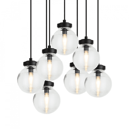 Matteo Lighting Ridge Pendant, 7-Light, Black, Matte Black, 20.9"W (C84007MBCL 305XTVK)