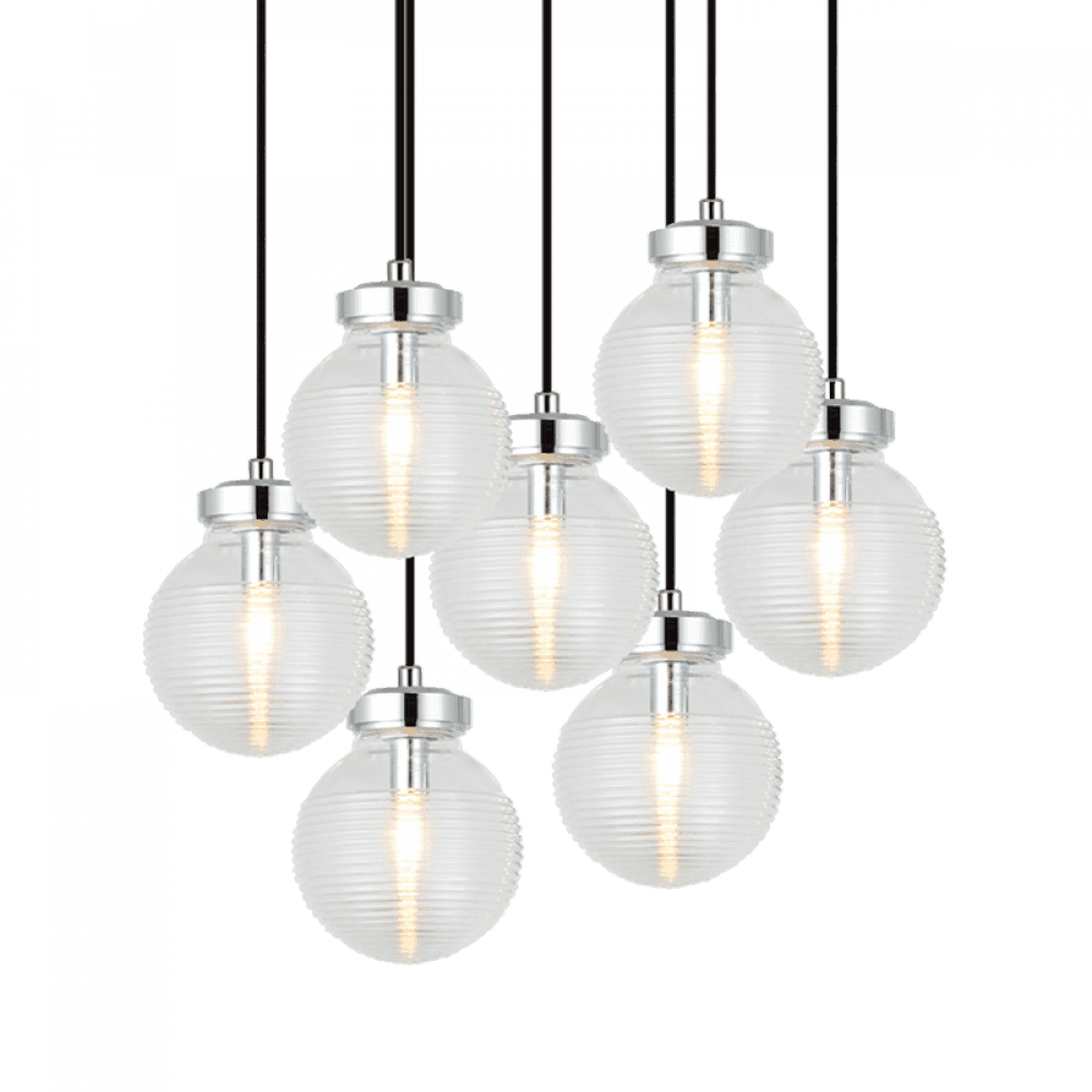 Matteo Lighting Ridge 7-Light Pendant Black, Matte Black