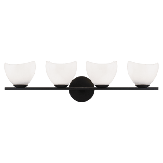 Matteo Lighting Uptowne 4-Light Wall Sconce in Black with Opal Glass, 26.75"W (S04204BKOP)