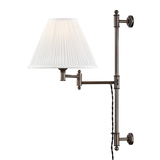 Hudson Valley Classic No.1 Adjustable Wall Sconce with Plug Distressed Bronze