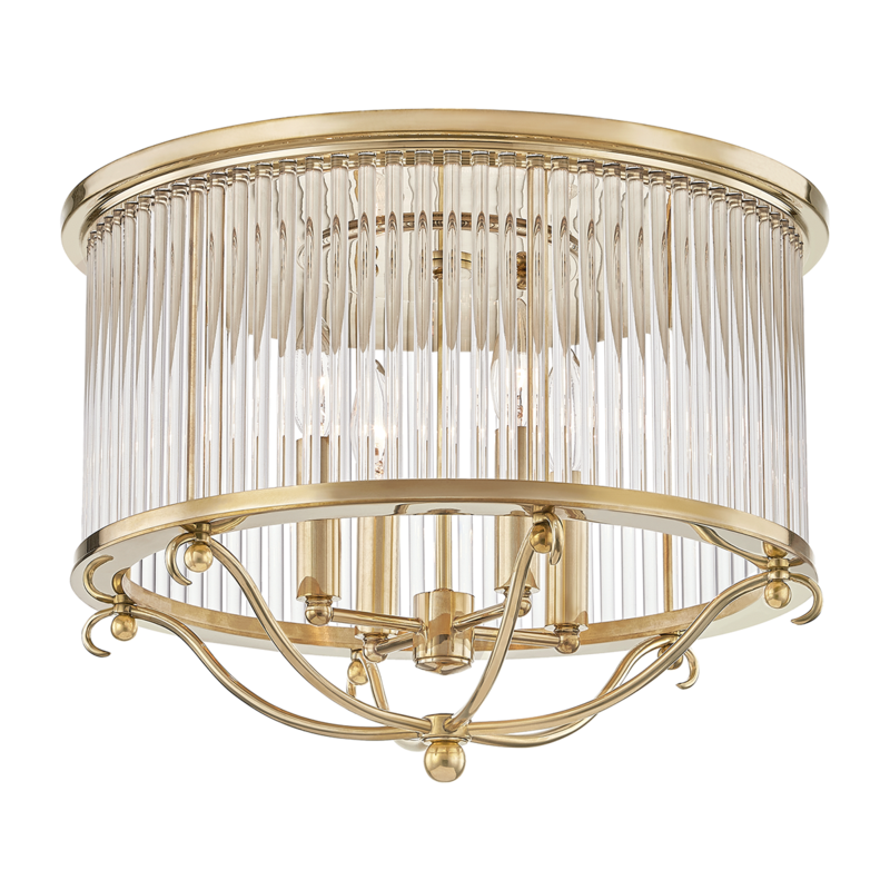 Hudson Valley Glass No.1 Semi-Flush Antique Brass