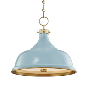 Hudson Valley Painted No.1 Pendant Aged Brass, Blue Bird