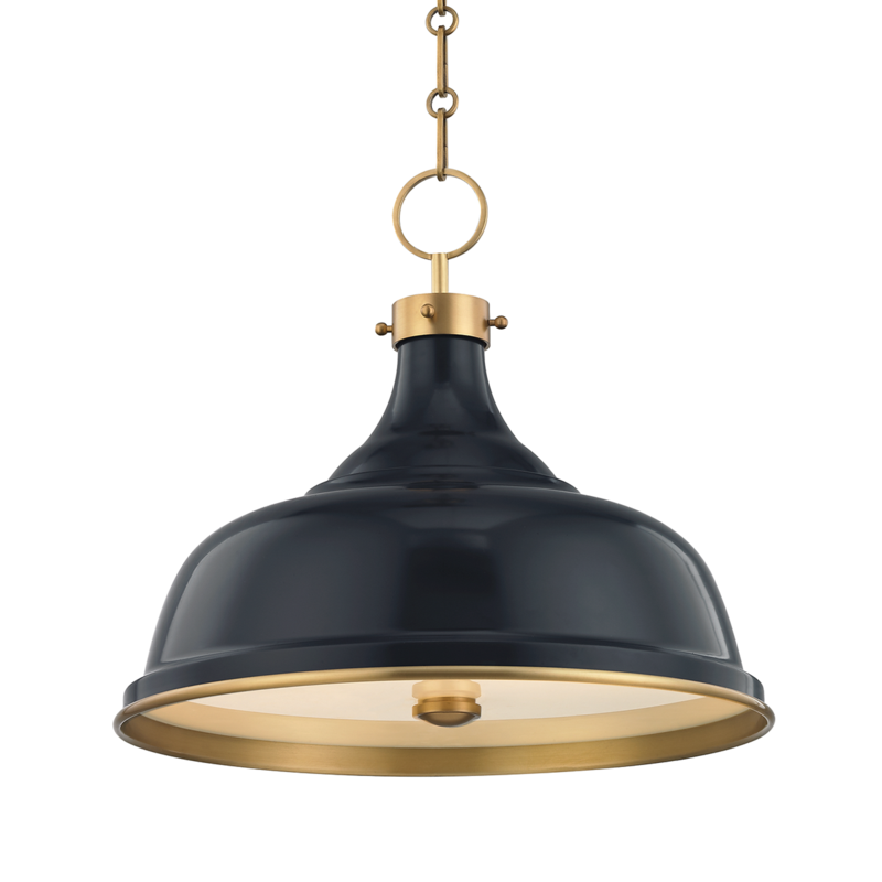 Hudson Valley Painted No.1 Pendant Aged Brass, Darkest Blue